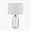Ophelia Grey Bubble Glass Table Lamp Base with Lino 40cm White Self Lined Linen Cylinder Lampshade