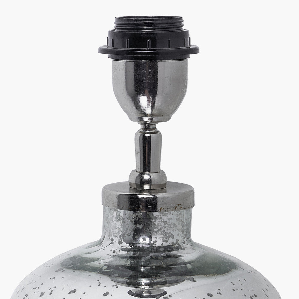 Ophelia Mercurial Glass Table Lamp Base with Henry 40cm Taupe Handloom Cylinder Lampshade