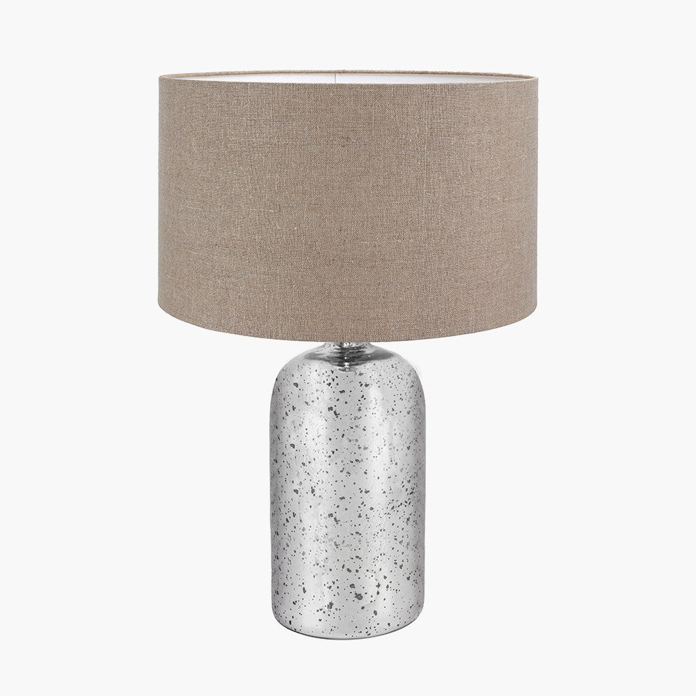 Ophelia Mercurial Glass Table Lamp Base with Edward 40cm Natural Linen Cylinder Lampshade