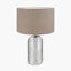 Ophelia Mercurial Glass Table Lamp Base with Edward 40cm Natural Linen Cylinder Lampshade