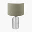Ophelia Mercurial Glass Table Lamp Base with Edward 40cm Pistachio Green Linen Cylinder Lampshade