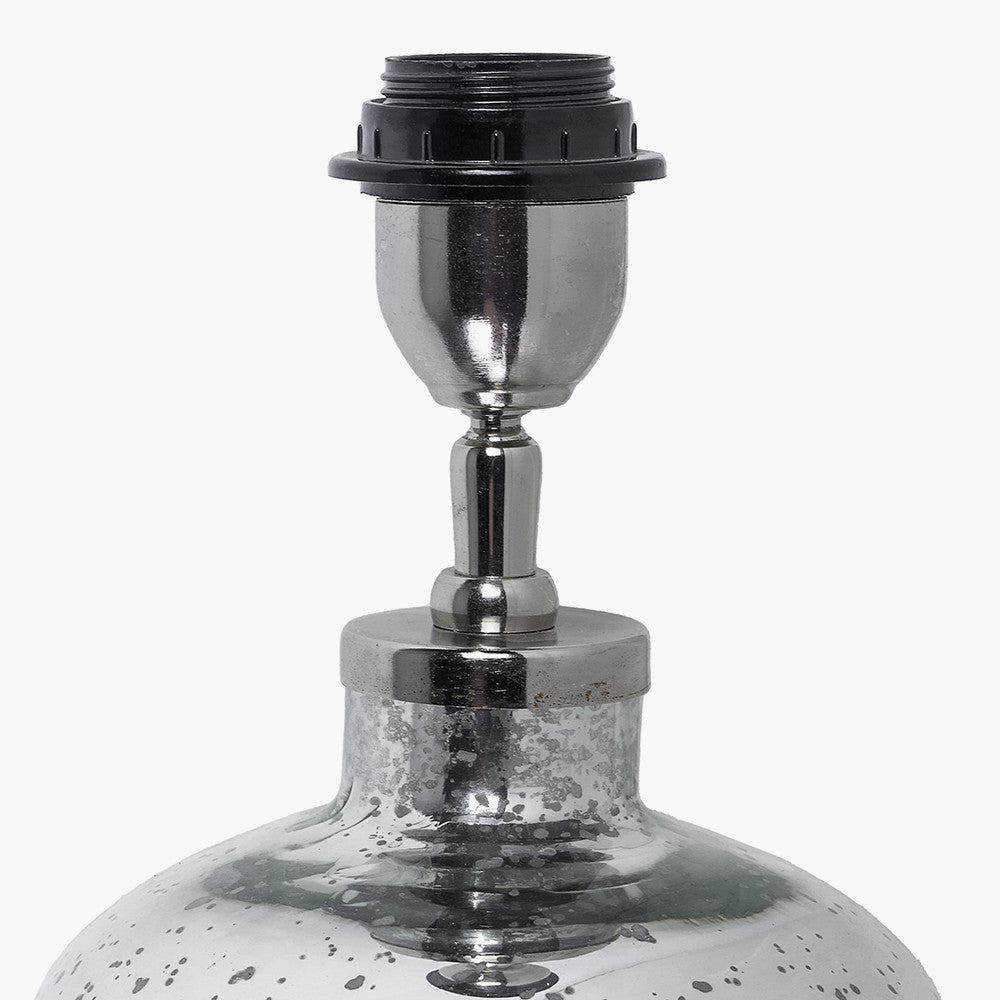 Ophelia Mercurial Glass Table Lamp Base with Edward 40cm Pistachio Green Linen Cylinder Lampshade