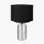Ophelia Mercurial Glass Table Lamp Base with Lino 40cm Black Self Lined Linen Cylinder Lampshade