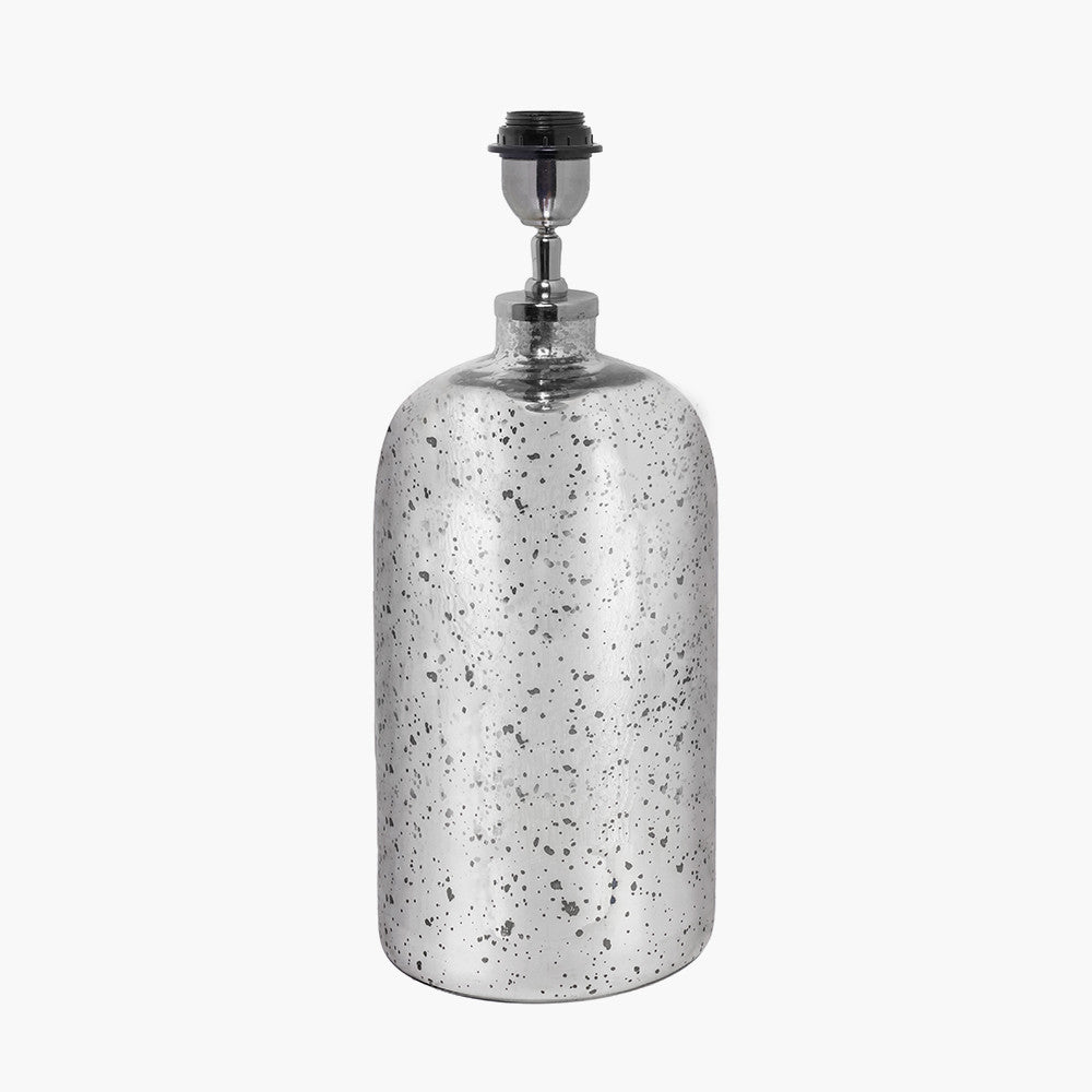 Ophelia Mercurial Glass Table Lamp Base with Lino 40cm Black Self Lined Linen Cylinder Lampshade