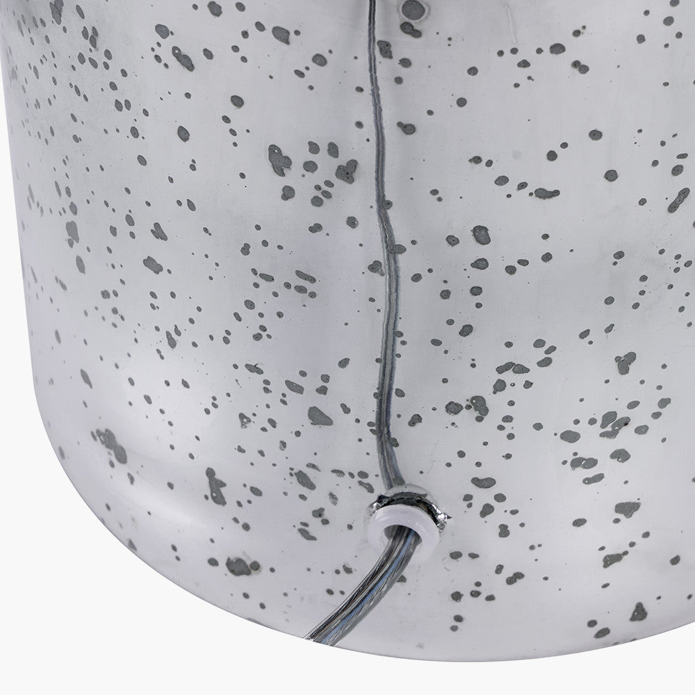 Ophelia Mercurial Glass Table Lamp Base with Lino 40cm Black Self Lined Linen Cylinder Lampshade