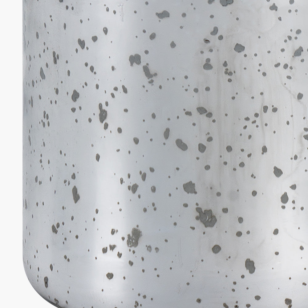 Ophelia Mercurial Glass Table Lamp Base with Lino 40cm Black Self Lined Linen Cylinder Lampshade