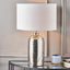 Ophelia Mercurial Glass Table Lamp Base with Lino 40cm White Self Lined Linen Cylinder Lampshade