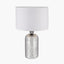 Ophelia Mercurial Glass Table Lamp Base with Lino 40cm White Self Lined Linen Cylinder Lampshade