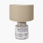 Paihia White Wash Wood Textured Short Table Lamp Base with Henry 30cm Taupe Handloom Cylinder Lampshade