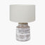 Paihia White Wash Wood Textured Short Table Lamp Base with Henry 30cm White Handloom Cylinder Lampshade