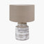 Paihia White Wash Wood Textured Short Table Lamp Base with Edward 30cm Natural Linen Cylinder Lampshade