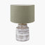 Paihia White Wash Wood Textured Short Table Lamp Base with Edward 30cm Pistachio Green Linen Cylinder Lampshade