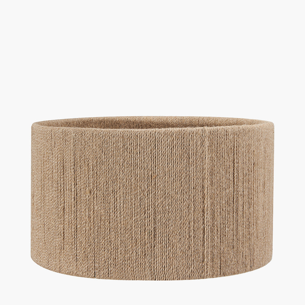 Paihia White Wash Wood Textured Short Table Lamp Base with Issa Natural Rope 30cm Cylinder Lampshade
