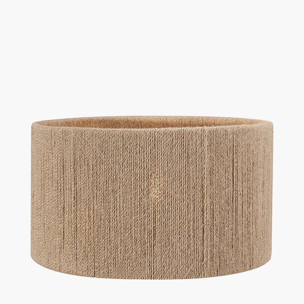 Paihia White Wash Wood Textured Short Table Lamp Base with Issa Natural Rope 30cm Cylinder Lampshade