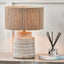 Paihia White Wash Wood Textured Short Table Lamp Base with Issa Natural Rope 30cm Cylinder Lampshade