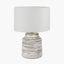 Paihia White Wash Wood Textured Short Table Lamp Base with Lino 30cm White Self Lined Linen Cylinder Lampshade