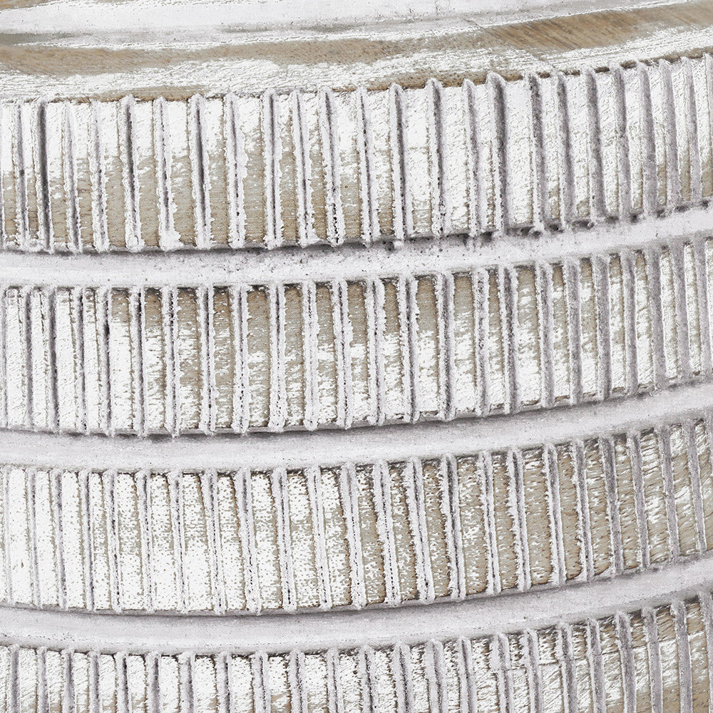 Paihia White Wash Wood Textured Short Table Lamp Base with Lino 30cm White Self Lined Linen Cylinder Lampshade