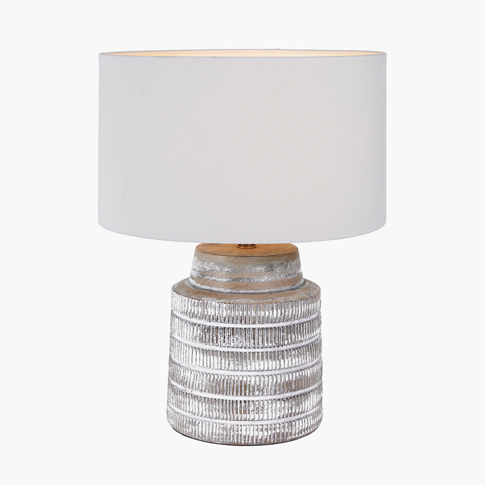 Paihia White Wash Wood Textured Short Table Lamp