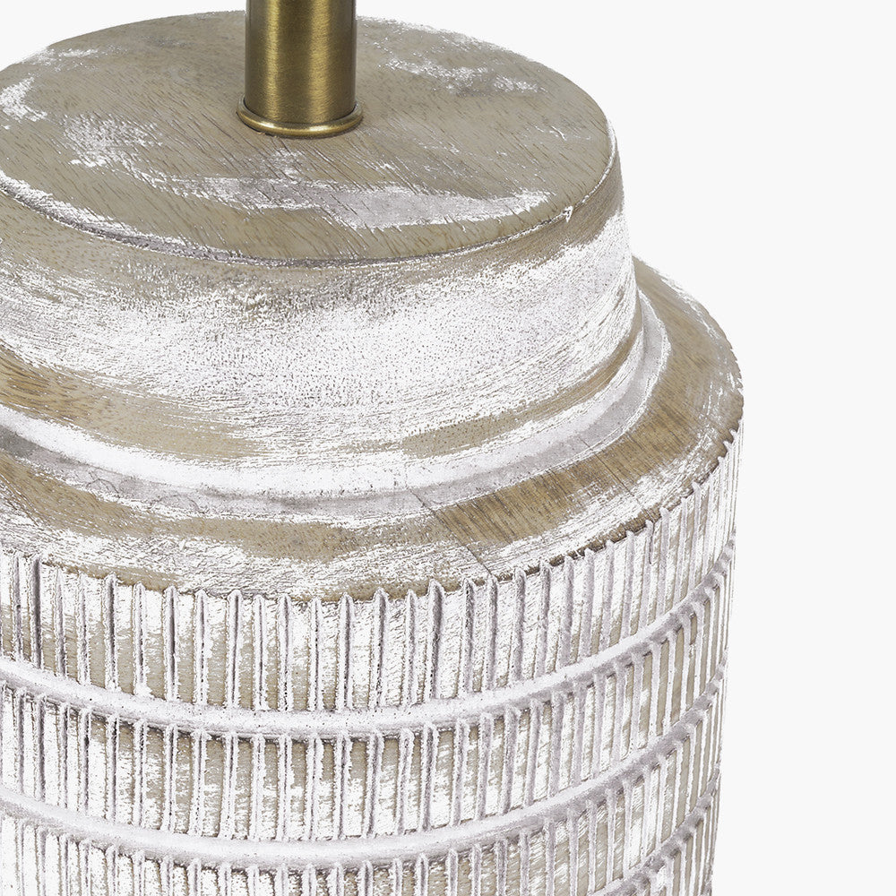 Paihia White Wash Wood Textured Short Table Lamp