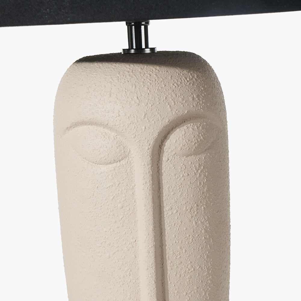 Rushmore Cream Texture Ceramic Table Lamp With Face Detail