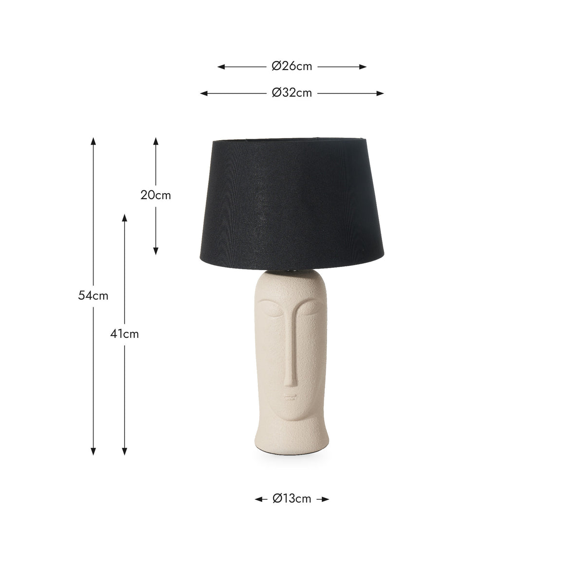 Rushmore Cream Texture Ceramic Table Lamp With Face Detail