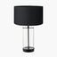 Westwood Clear Glass and Black Metal Table Lamp Base with Harry 35cm Black Cotton Mix Cylinder Lampshade