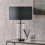 Westwood Clear Glass and Black Metal Table Lamp Base with Harry 35cm Black Cotton Mix Cylinder Lampshade