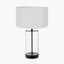 Westwood Clear Glass and Black Metal Table Lamp Base with Harry 35cm Ivory Cotton Mix Cylinder Lampshade
