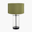 Westwood Clear Glass and Black Metal Table Lamp Base with Harry 35cm Sage Cotton Mix Cylinder Lampshade