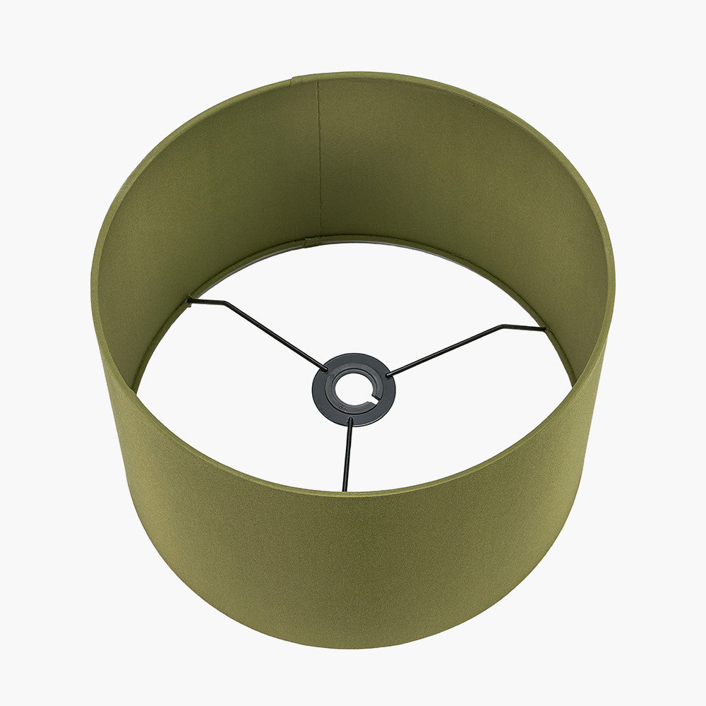 Westwood Clear Glass and Black Metal Table Lamp Base with Harry 35cm Sage Cotton Mix Cylinder Lampshade