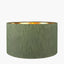 Westwood Clear Glass and Black Metal Table Lamp Base with Stellan 30cm Green Slubbed Silk Mix Gold Lined Cylinder Lampshade
