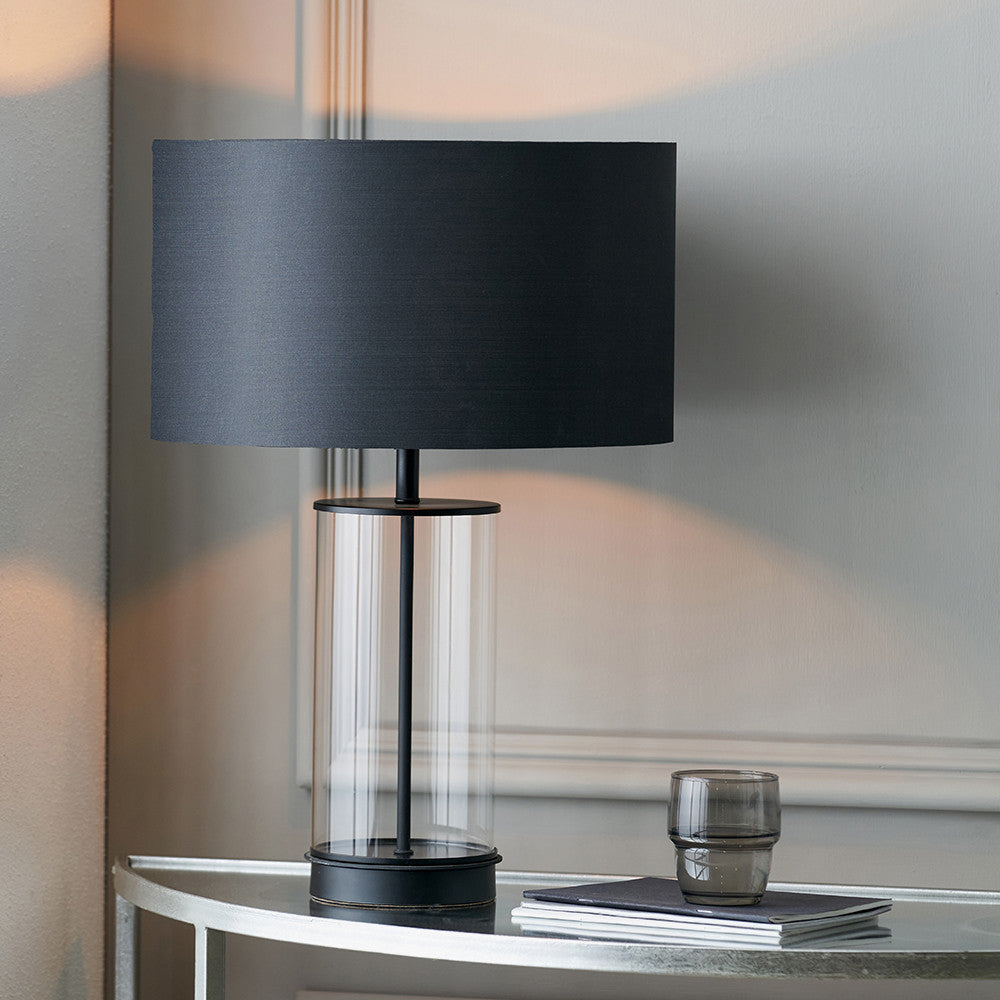 Westwood Clear Glass and Black Metal Table Lamp
