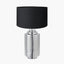 Zuri Large Shiny Silver Metal Pot Table Lamp Base with Harry 45cm Black Cotton Mix Cylinder Lampshade