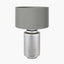 Zuri Large Shiny Silver Metal Pot Table Lamp Base with Harry 45cm Steel Grey Cotton Mix Cylinder Lampshade