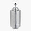 Zuri Large Shiny Silver Metal Pot Table Lamp Base with Harry 45cm Steel Grey Cotton Mix Cylinder Lampshade