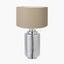 Zuri Large Shiny Silver Metal Pot Table Lamp Base with Henry 45cm Taupe Handloom Cylinder Lampshade