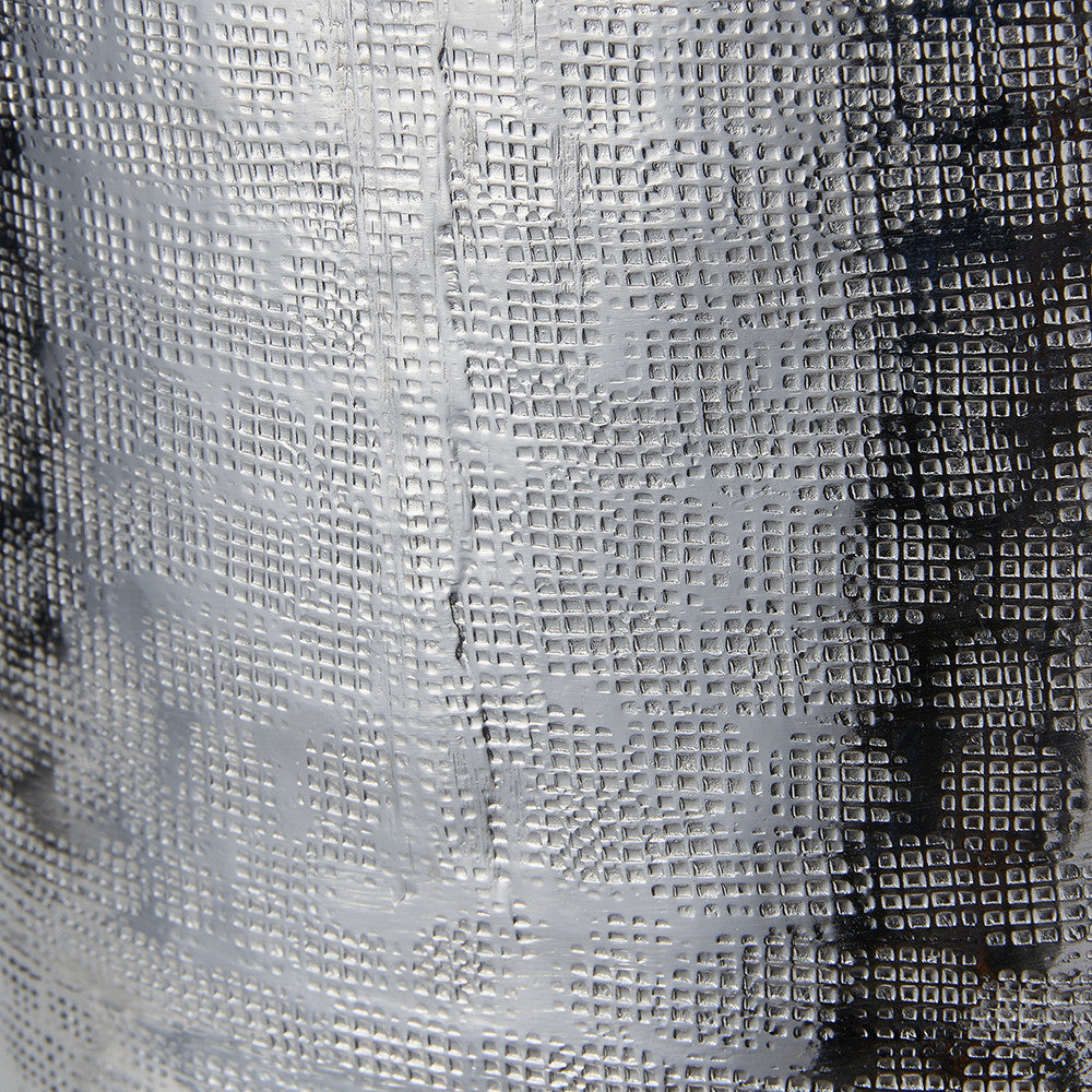Zuri Large Shiny Silver Metal Pot Table Lamp Base with Henry 45cm White Handloom Cylinder Lampshade