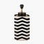 Oskar Black and White Chevron Hand Painted Metal Table Lamp Base with Stellan 40cm Black Slubbed Silk Mix Gold Lined Cylinder Lampshade