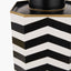 Oskar Black and White Chevron Hand Painted Metal Table Lamp Base with Stellan 40cm Black Slubbed Silk Mix Gold Lined Cylinder Lampshade