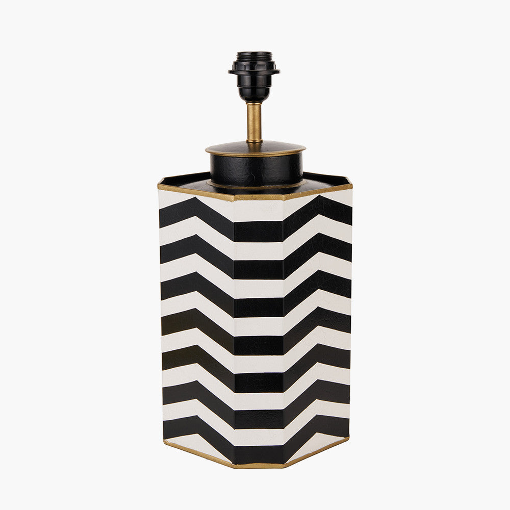 Oskar Black and White Chevron Hand Painted Metal Table Lamp