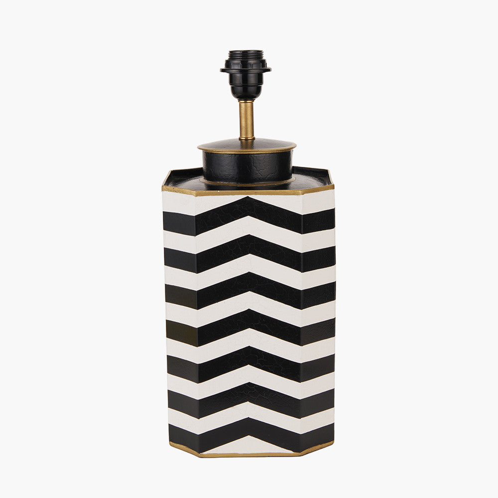 Oskar Black and White Chevron Hand Painted Metal Table Lamp