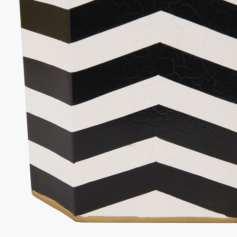 Oskar Black and White Chevron Hand Painted Metal Table Lamp
