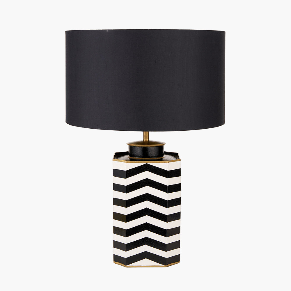 Oskar Black and White Chevron Hand Painted Metal Table Lamp