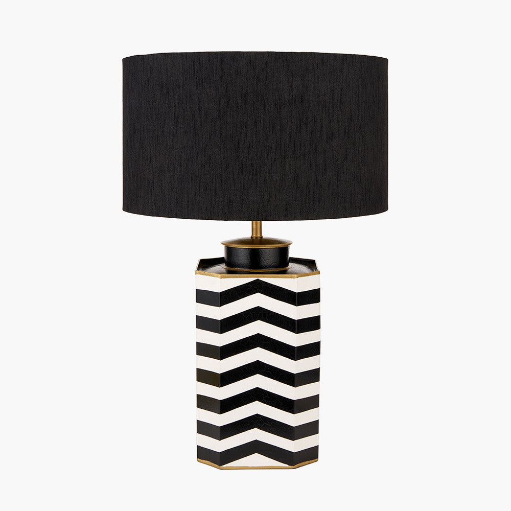 Oskar Black and White Chevron Hand Painted Metal Table Lamp