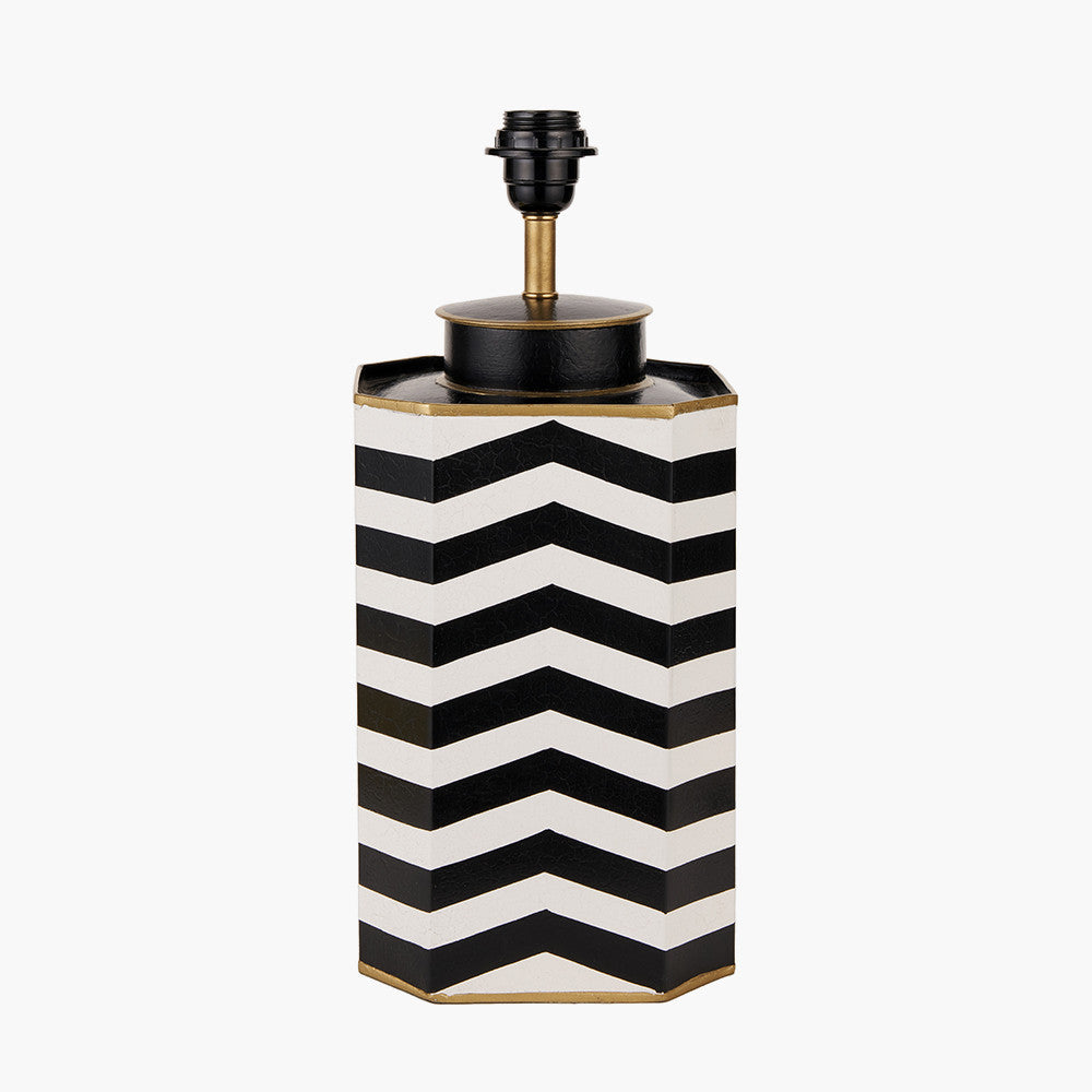 Oskar Black and White Chevron Hand Painted Metal Table Lamp
