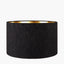 Victor Black and White Geometric Hand Painted Metal Table Lamp Base with Stellan 35cm Black Slubbed Silk Mix Gold Lined Cylinder Lampshade