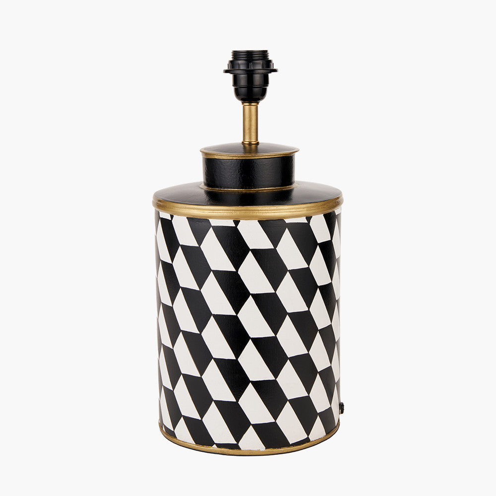 Victor Black and White Geometric Hand Painted Metal Table Lamp  | OUTLET