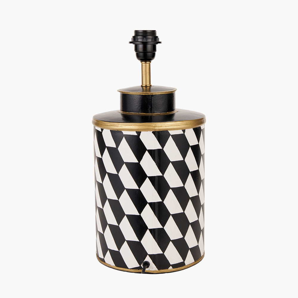 Victor Black and White Geometric Hand Painted Metal Table Lamp