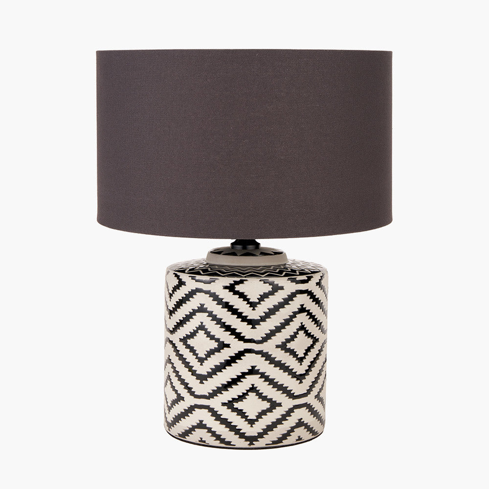 Chirala Black and White Ikat Ceramic Table Lamp Base