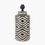 Chirala Black and White Tall Ikat Ceramic Table Lamp Base with Lino 40cm Black Self Lined Linen Cylinder Lampshade